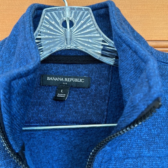 Excellent Condition Men’s Banana Republic Navy Full Zip-up Sweater (Large) - Picture 2 of 5